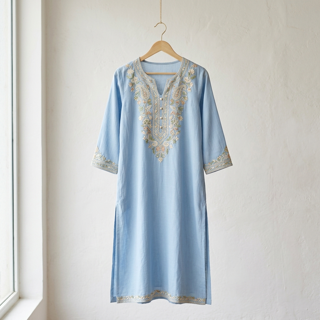 Elegant Embroidered Cotton Kurta